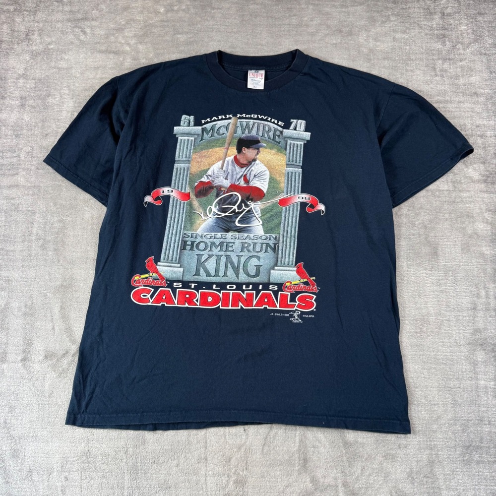 Vintage Mark McGwire Shirt Mens XL Blue 1998 MLB Cardinals Home Run King